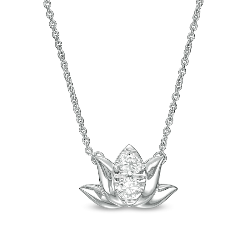 By Women for Women 0.15 CT. T.W. Multi-Diamond Lotus Flower Necklace in 10K White Gold|Peoples Jewellers