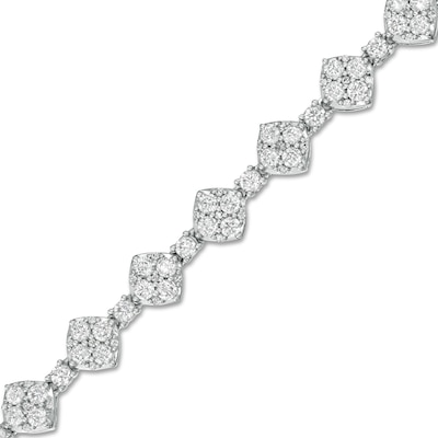 4.00 CT. T.W. Multi-Diamond Squares Bracelet in 10K White Gold