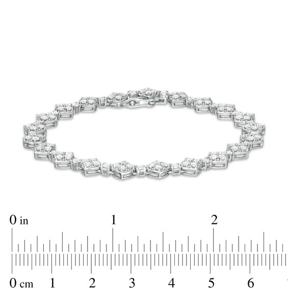 4.00 CT. T.W. Multi-Diamond Squares Bracelet in 10K White Gold