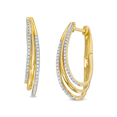 0.25 CT. T.W. Diamond Layered Hoop Earrings in 10K Gold