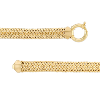 9.0mm Double Row Curb Chain Bracelet in 10K Gold – 7.5"