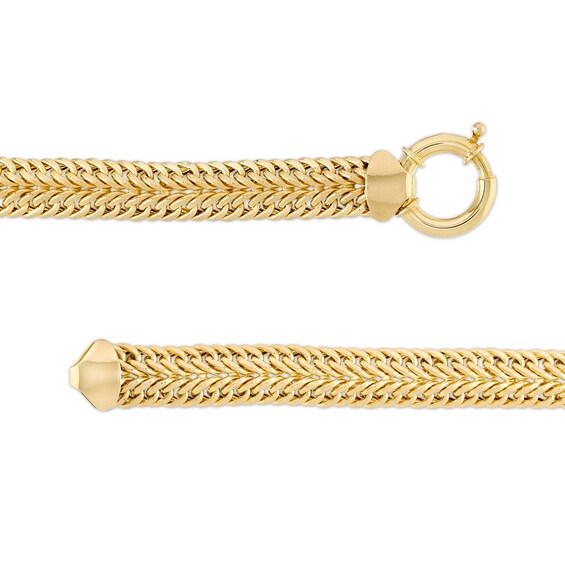 9.0mm Double Row Curb Chain Bracelet in 10K Gold – 7.5"