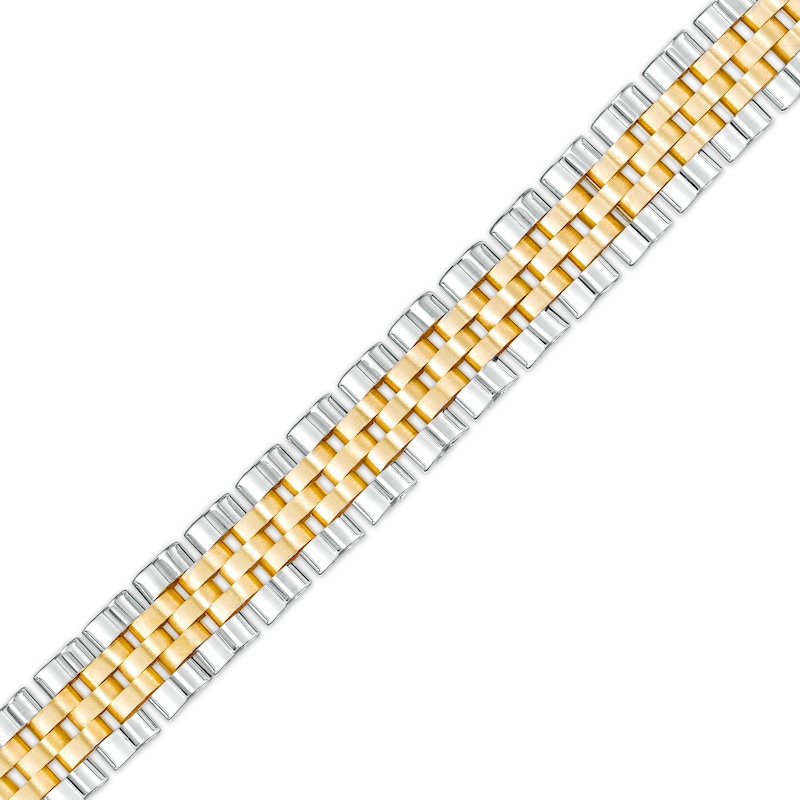 Men's 9.0mm Panther Link Chain Bracelet in 10K Two-Tone Gold – 8.5"|Peoples Jewellers
