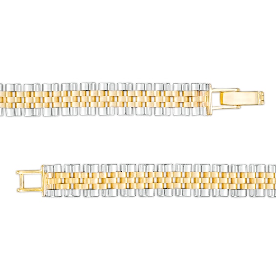 Men's 9.0mm Panther Link Chain Bracelet in 10K Two-Tone Gold – 8.5"