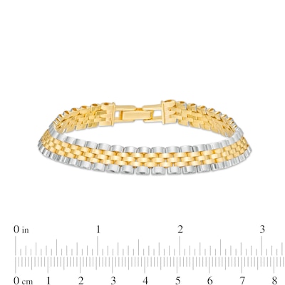 Men's 9.0mm Panther Link Chain Bracelet in 10K Two-Tone Gold – 8.5"