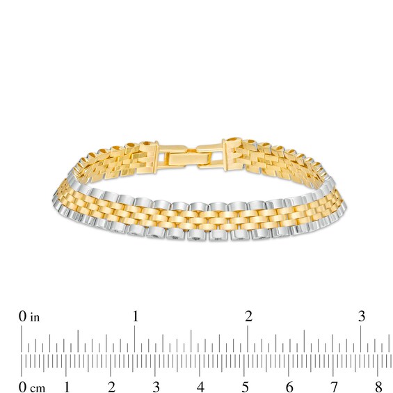 Men's 9.0mm Panther Link Chain Bracelet in 10K Two-Tone Gold – 8.5"