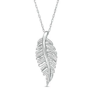 0.10 CT. T.W. Diamond Single Feather Pendant in Sterling Silver