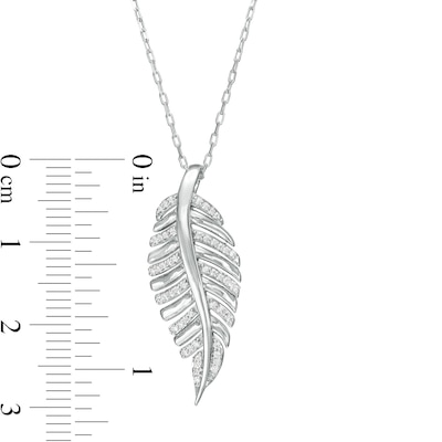 0.10 CT. T.W. Diamond Single Feather Pendant in Sterling Silver