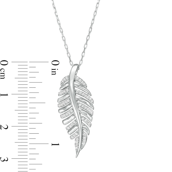 0.10 CT. T.W. Diamond Single Feather Pendant in Sterling Silver