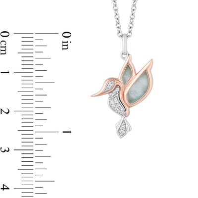 Enchanted Disney Pocahontas Amazonite and 0.04 CT. T.W. Diamond Hummingbird Pendant in Sterling Silver and 10K Rose Gold