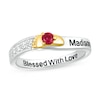 Thumbnail Image 0 of Lab-Created Ruby and White Sapphire Wavy Ring in Sterling Silver and 10K Gold (1 Stone and 2 Lines)