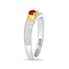 Thumbnail Image 2 of Lab-Created Ruby and White Sapphire Wavy Ring in Sterling Silver and 10K Gold (1 Stone and 2 Lines)
