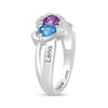 Couple's Simulated Gemstone and Lab-Created White Sapphire Heart Frame Ring in Sterling Silver (2 Stones and 3 Lines)