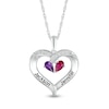 Pear-Shaped Simulated Gemstone and Lab-Created White Sapphire Heart Pendant in Sterling Silver (2 Stones and Lines)