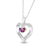 Thumbnail Image 1 of Pear-Shaped Simulated Gemstone and Lab-Created White Sapphire Heart Pendant in Sterling Silver (2 Stones and Lines)