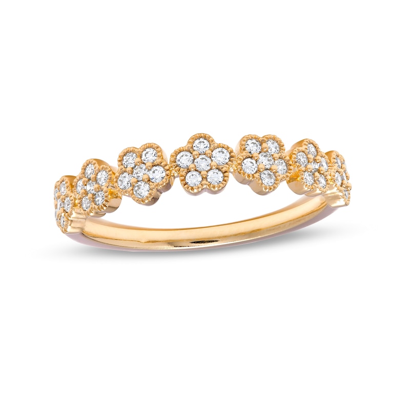 0.25 CT. T.W. Diamond Flower Stackable Anniversary Band in 10K Gold|Peoples Jewellers