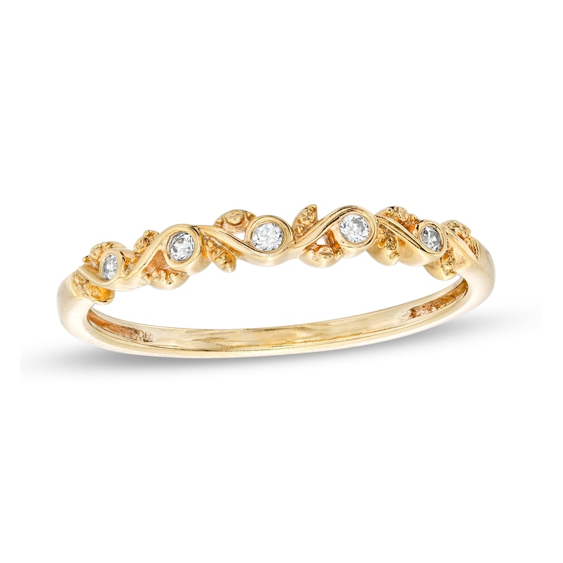 0.04 CT. T.W. Diamond Five Stone Leaf Vine Anniversary Band in 10K Gold|Peoples Jewellers
