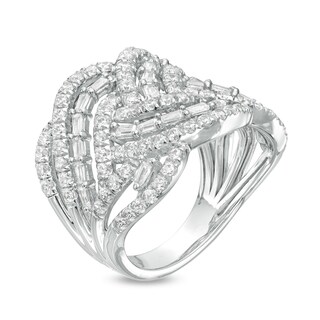 2.00 CT. T.W. Baguette Diamond Woven Ring in 10K White Gold | Peoples ...