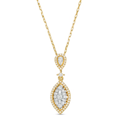 0.31 CT. T.W. Multi-Diamond Flame Drop Pendant in 10K Gold