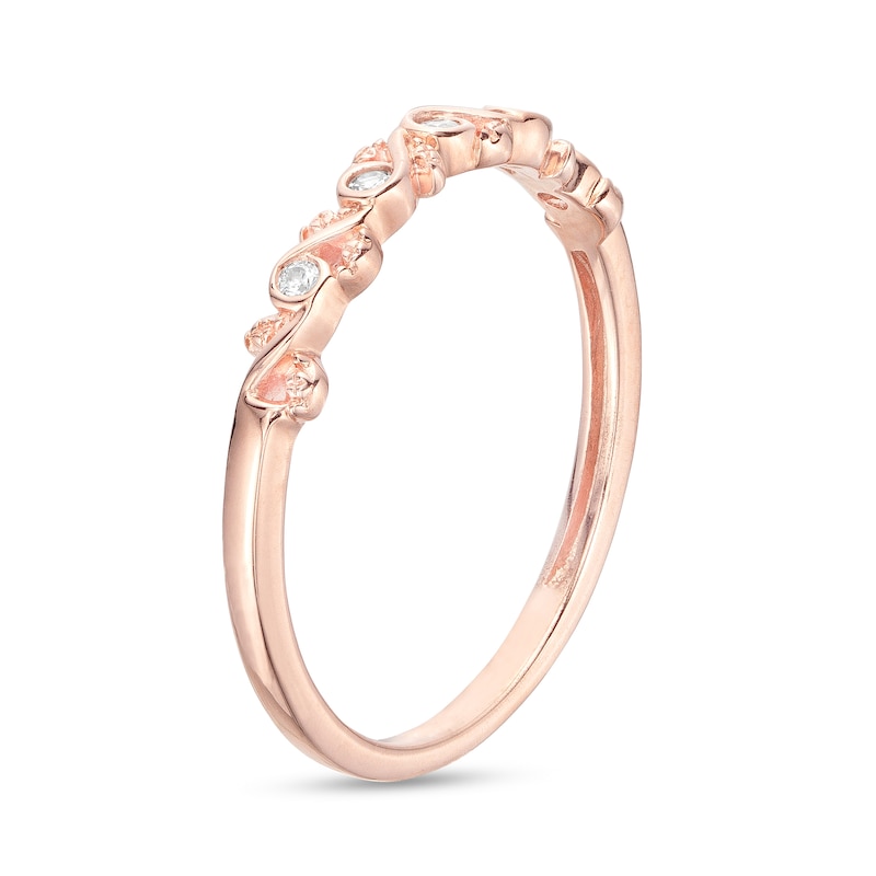 0.04 CT. T.W. Diamond Leaf Vine Vintage-Style Anniversary Band in 10K Rose Gold|Peoples Jewellers