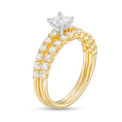 1.50 CT. T.W. Princess-Cut Diamond Bridal Set in 14K Gold (I/I2)