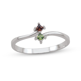 Princess-Cut Gemstone Bypass Ring (2-4 Stones)