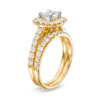 2.00 CT. T.W. Princess-Cut Diamond Frame Bridal Set in 14K Gold (I/I2)