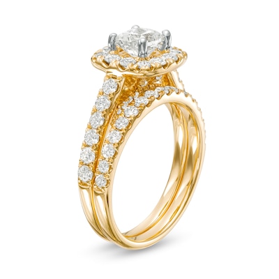 2.00 CT. T.W. Princess-Cut Diamond Frame Bridal Set in 14K Gold (I/I2)