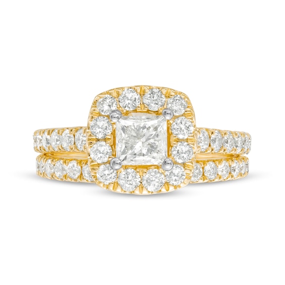 2.00 CT. T.W. Princess-Cut Diamond Frame Bridal Set in 14K Gold (I/I2)