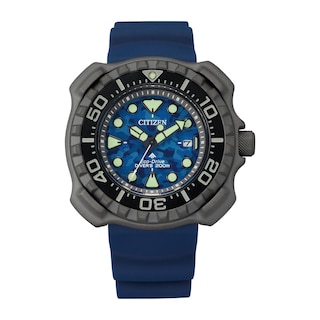 Men's Citizen Eco-Drive® Promaster Diver Gunmetal Grey Super Titanium™ Strap Watch with Blue Dial (Model: BN0227-09L)