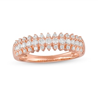 0.45 CT. T.W. Diamond Triple Row Anniversary Band in 10K Rose Gold