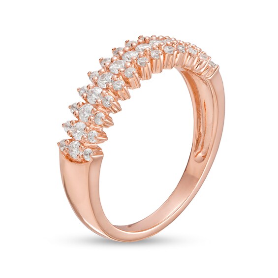 0.45 CT. T.W. Diamond Triple Row Anniversary Band in 10K Rose Gold