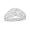 0.45 CT. T.W. Baguette and Round Diamond Contour Triple Row Anniversary Band in 10K Gold