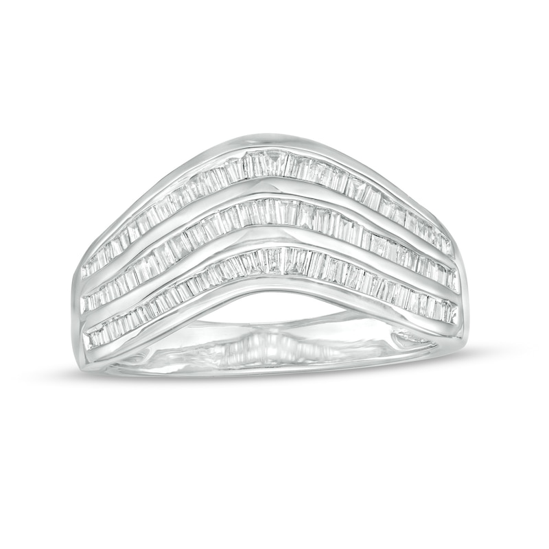 0.45 CT. T.W. Baguette Diamond Contour Triple Row Anniversary Band in 10K Gold|Peoples Jewellers