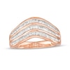 Thumbnail Image 0 of 0.45 CT. T.W. Baguette Diamond Contour Triple Row Anniversary Band in 10K Rose Gold