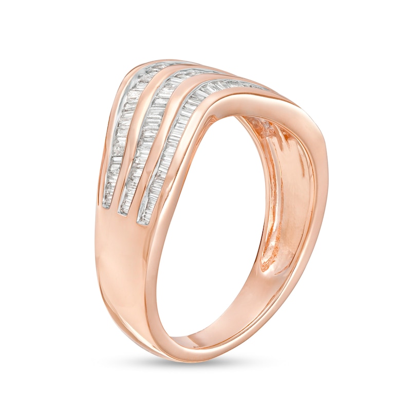 0.45 CT. T.W. Baguette Diamond Contour Triple Row Anniversary Band in 10K Rose Gold|Peoples Jewellers