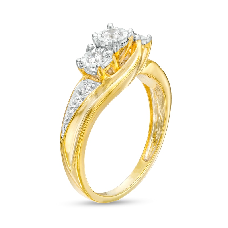 0.25 CT. T.W. Diamond Past Present Future® Bypass Swirl Shank Engagement Ring in 10K Gold|Peoples Jewellers