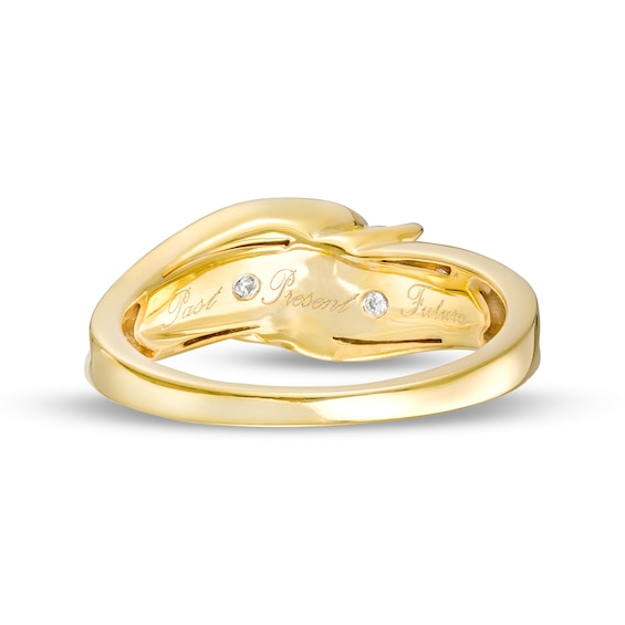 0.25 CT. T.W. Diamond Past Present Future® Bypass Swirl Shank Engagement Ring in 10K Gold