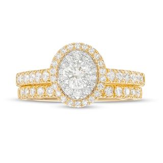 1.20 CT. T.W. Diamond Double Oval-Shaped Frame Bridal Set in 14K Gold (I/I2)