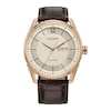 Thumbnail Image 0 of Men's Citizen Eco-Drive® Classic Rose-Tone Leather Strap Watch with Ivory Dial (Model: AW0082-01A)