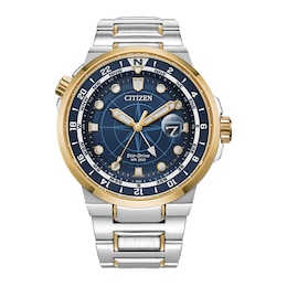 Men's Citizen Eco-Drive® Endeavor Two-Tone Watch with Blue Dial (Model: BJ7144-52L)