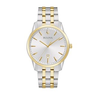 Men's Bulova Sutton Two-Tone Watch with Silver-Tone Dial (Model: 98B385)