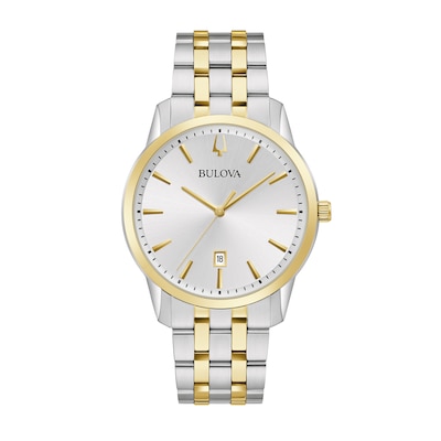 Men's Bulova Sutton Two-Tone Watch with Silver-Tone Dial (Model: 98B385)