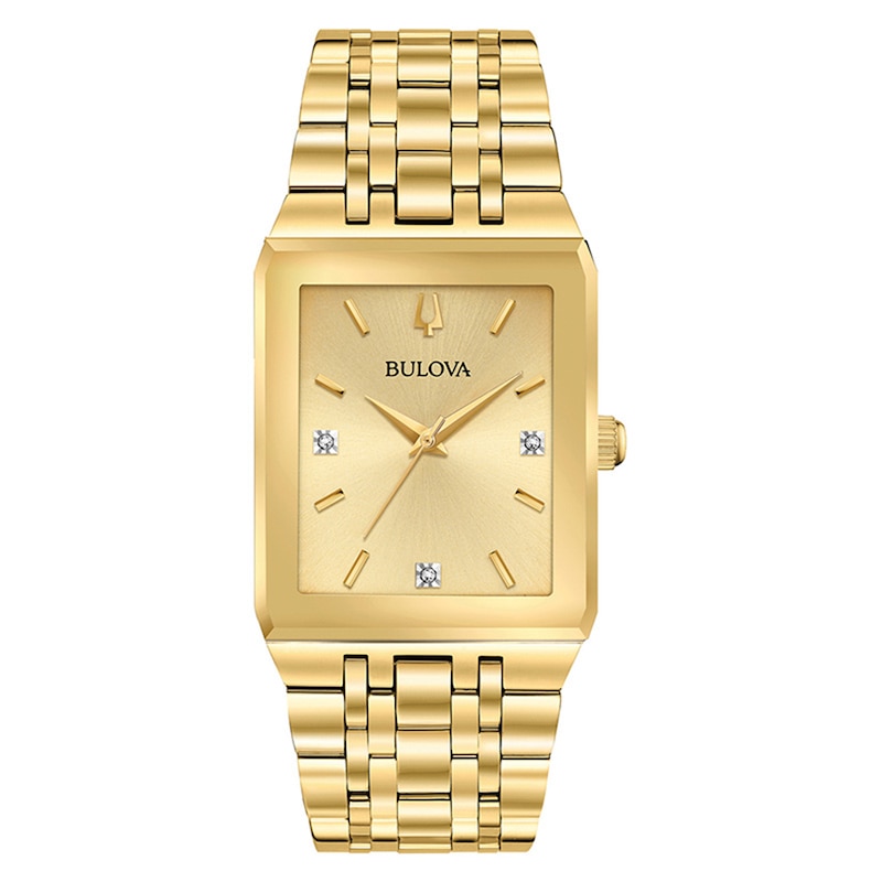 Men's Bulova Futuro Diamond Accent Gold-Tone Watch with Rectangular Gold-Tone Dial (Model: 97D120)|Peoples Jewellers