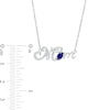 Oval Blue and White Lab-Created Sapphire Cursive "Mom" Necklace in Sterling Silver - 18.75"