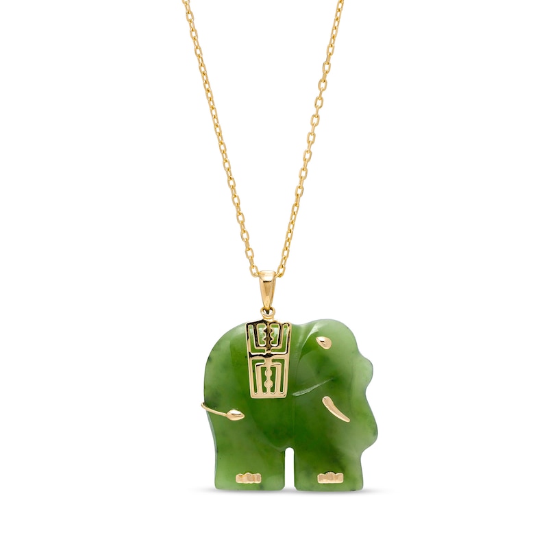 Jade Elephant Pendant in 14K Gold|Peoples Jewellers