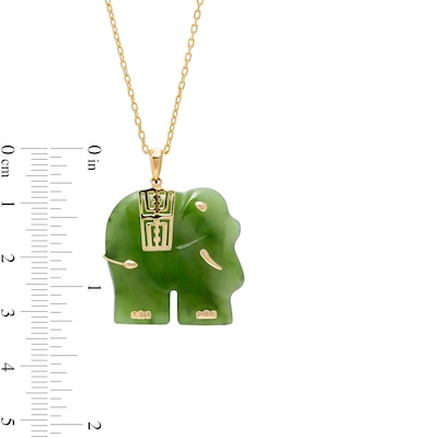 Jade Elephant Pendant in 14K Gold