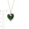 Thumbnail Image 2 of 16.0mm Heart-Shaped Jade and 0.17 CT. T.W. Diamond Curl Overlay Pendant in 14K Gold