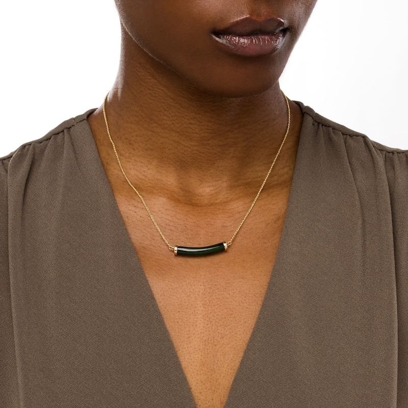 Jade Bar Necklace in 14K Gold|Peoples Jewellers
