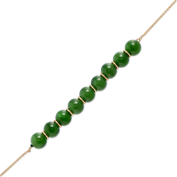 8.0mm Jade Bead Adjustable Bracelet in 14K Gold - 9.0"